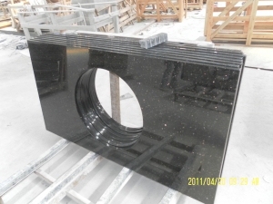 High Polished Black Galaxy granite countertop supplier
